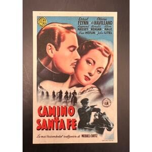 1940 Spanish Santa Fe Trail Movie Herald Handbill Errol Flynn Olivia deHavilland